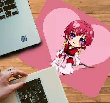 Mouse pad de anime personagem chibi com coração - TenStickers