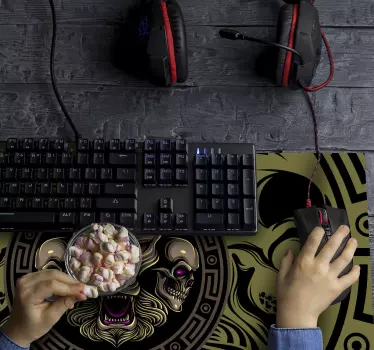 Tapete de rato em vinil de gaming caveiras de leões - TenStickers