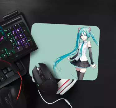 Tapetes de rato em vinil de anime Garota de cabelo azul - TenStickers