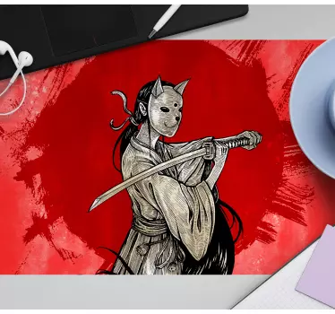Tapetes de rato em vinil de anime Samurai de anime - TenStickers
