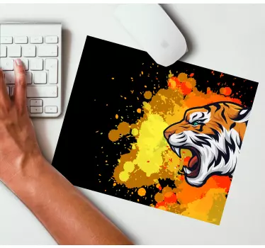 Tapetes de rato em vinil de anime Tigre com respingos de tinta - TenStickers