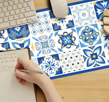 Tapetes de rato em vinil originais Estilo mediterrâneo azul - TenStickers