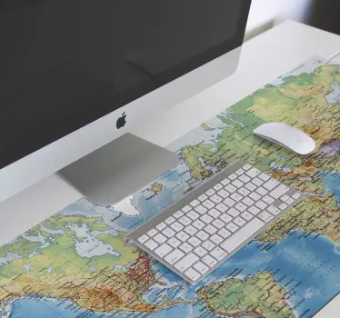 Tapetes de rato mapa mundo Mapa do mundo físico - TenStickers