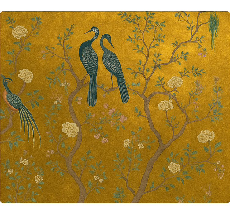 Estore de rolo para sala chinoiserie dourada ornamentada - TenStickers