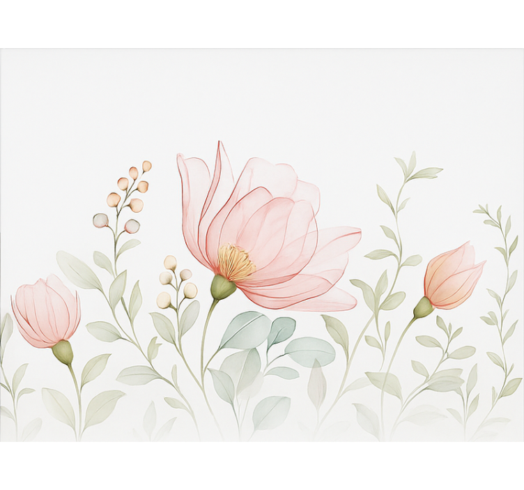 Estore de rolo para quarto de casal florais translúcidos abstrato - TenStickers