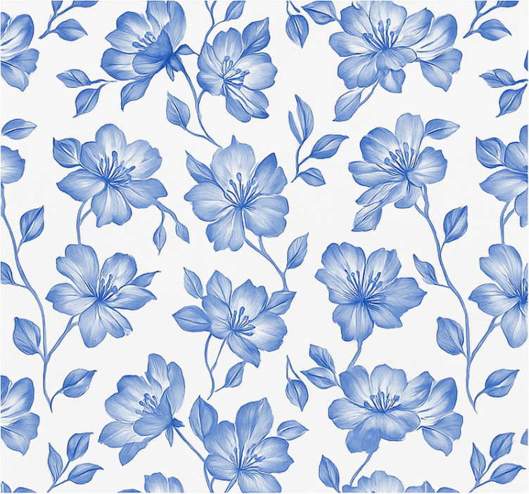 Estore de rolo para quarto de casal floral azul e branco - TenStickers