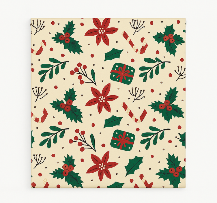 Estore de rolo para sala floresta de enfeites vermelhos - TenStickers