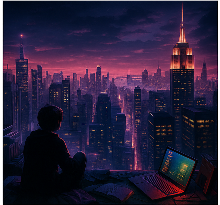 Estore de rolo frikis visão futurista do jogador do skyscaper - TenStickers