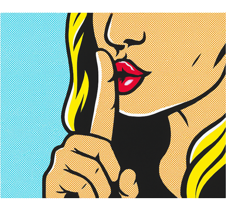 Estore de rolo juvenil garota da pop art fazendo silêncio - TenStickers