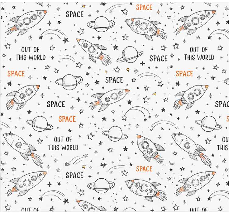 Estore de rolo juvenil padrão de espaço desenhado - TenStickers