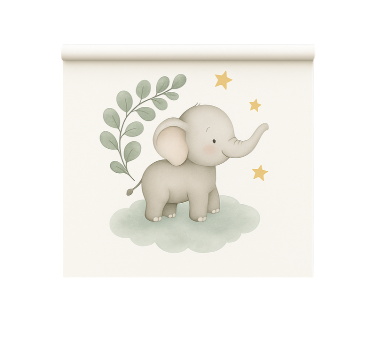 Estore de rolo nórdico elefante bebê nuvem personalizável - TenStickers