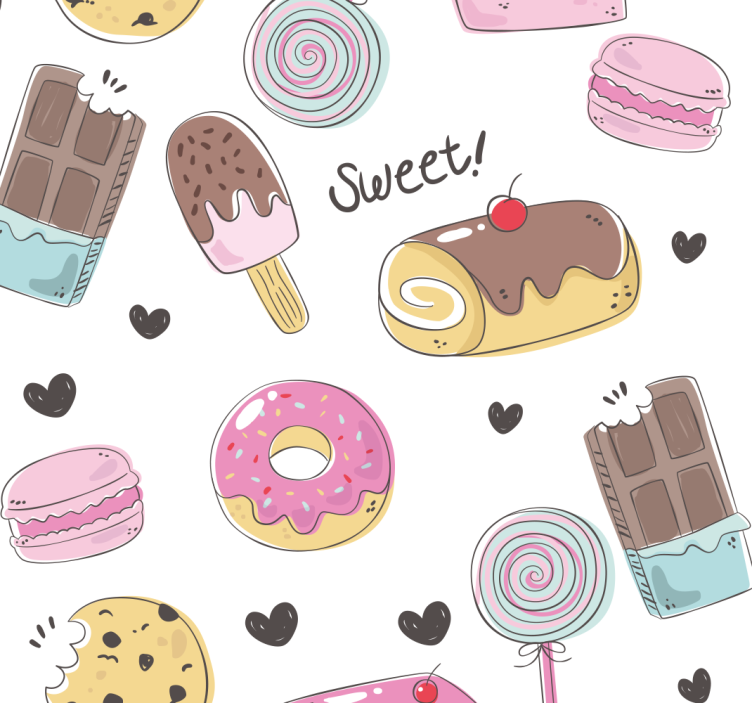 Estore de rolo para cozinha com tema de doces - TenStickers