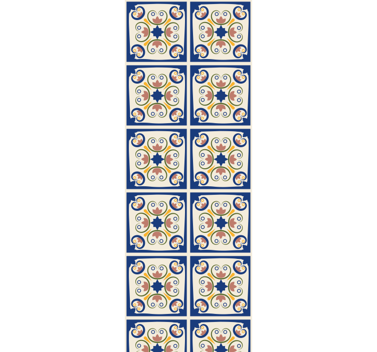 Estore de rolo para cozinha azulejo português flores rosas - TenStickers