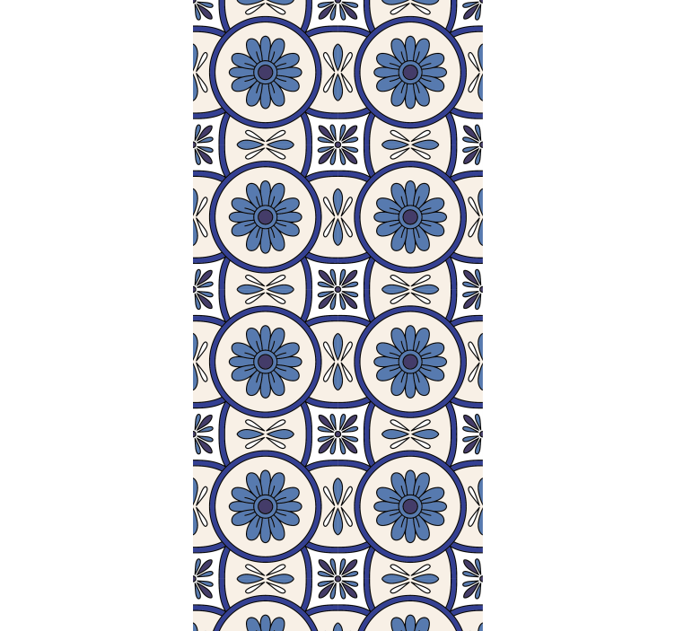 Estore de rolo para cozinha azulejo português flor azul - TenStickers