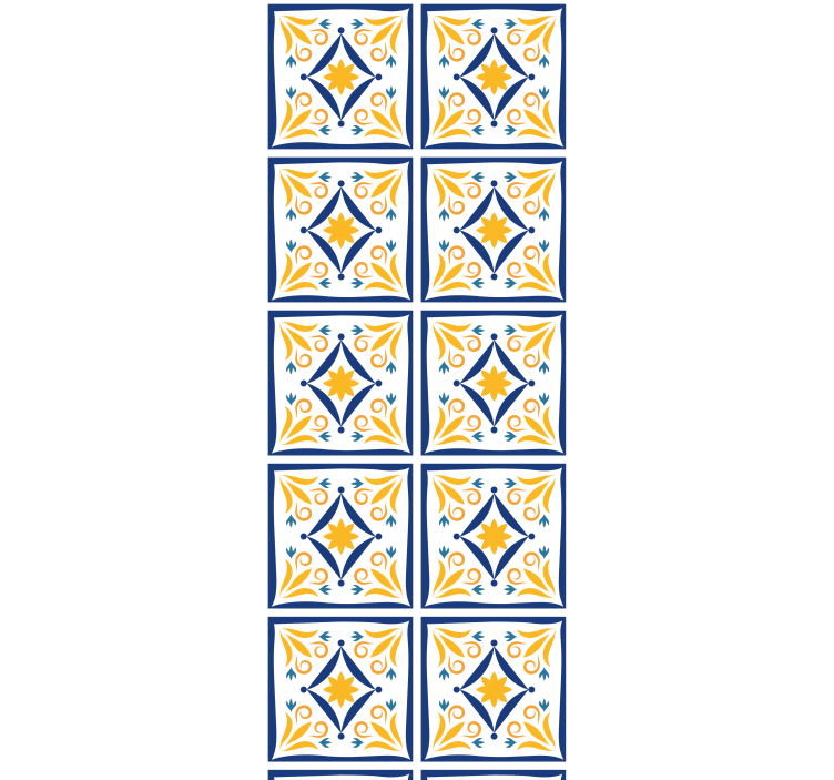 Estore de rolo para cozinha azulejo português azul e amarelo - TenStickers
