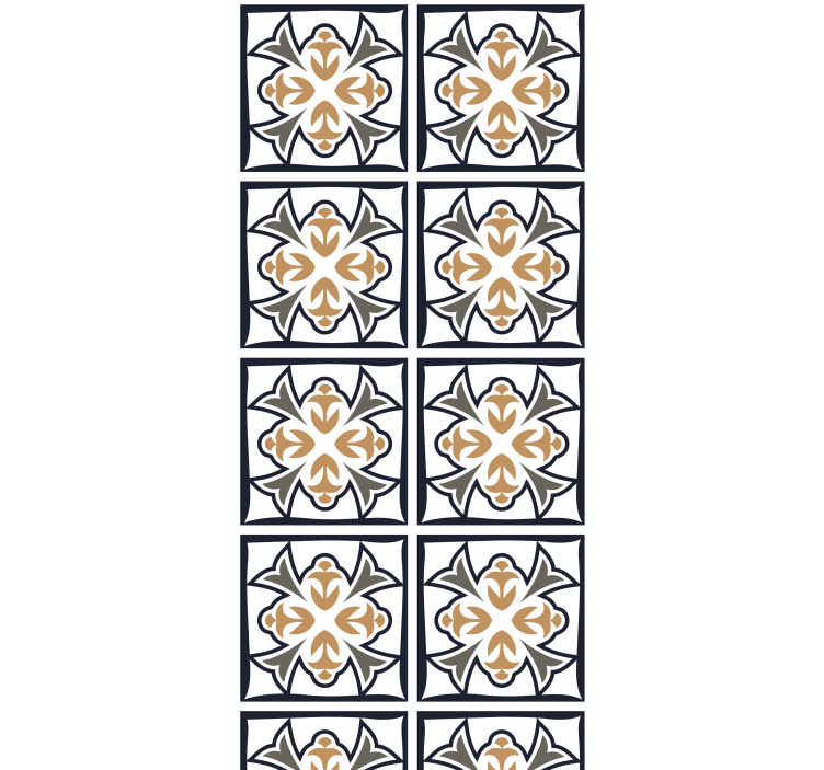 Estore de rolo para cozinha azulejo português bege e preto - TenStickers