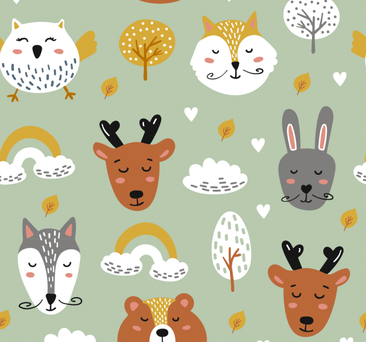 Estore de rolo infantil animais da floresta escandinava - TenStickers