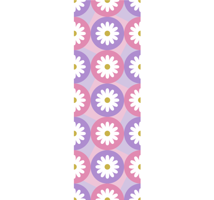 Estore de rolo infantil padrão quadriculado florido rosa e roxo - TenStickers