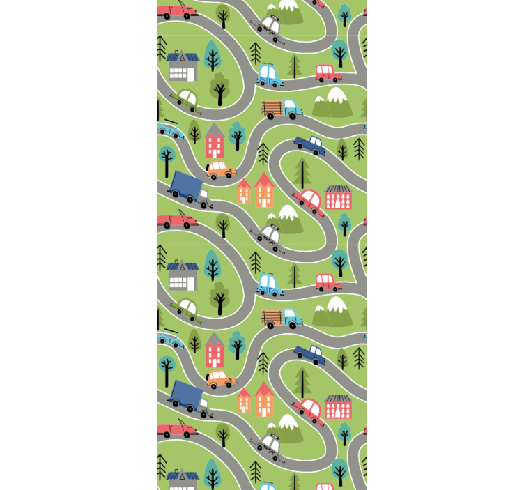 Estore de rolo infantil rua colorida com carros de corrida - TenStickers