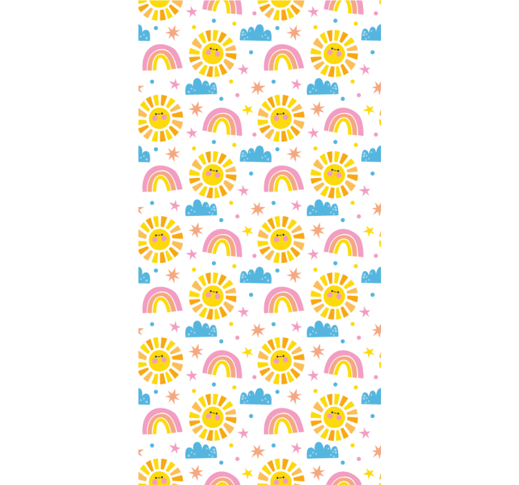Estore de rolo infantil arco-íris, sóis e nuvens brancas - TenStickers