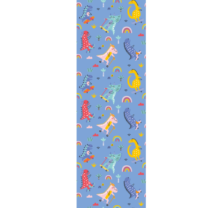 Estore de rolo infantil dinossauros skatistas fofos - TenStickers