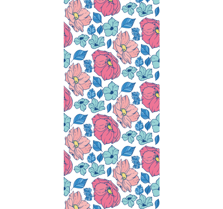 Estore de rolo infantil flores delicadas rosa e azul - TenStickers