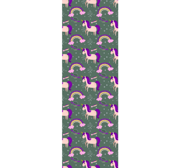 Estore de rolo infantil unicórnios rosa e verdes - TenStickers