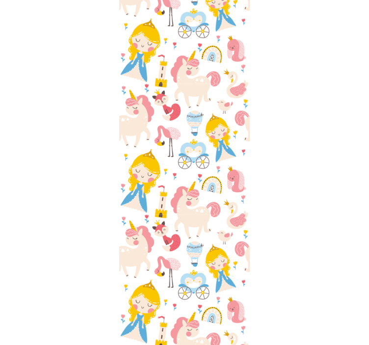 Estore de rolo infantil princesas e unicórnios em cartoon - TenStickers