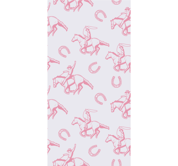 Estore de rolo infantil padrão de cavalo rosa cowboy - TenStickers