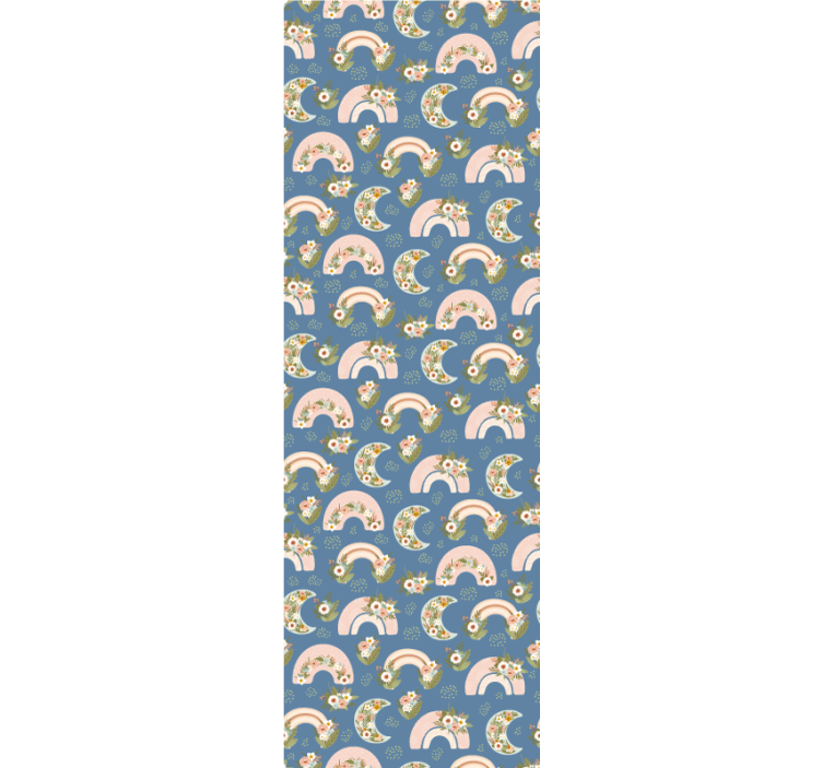 Estore de rolo infantil com padrão de arco-íris e flores - TenStickers