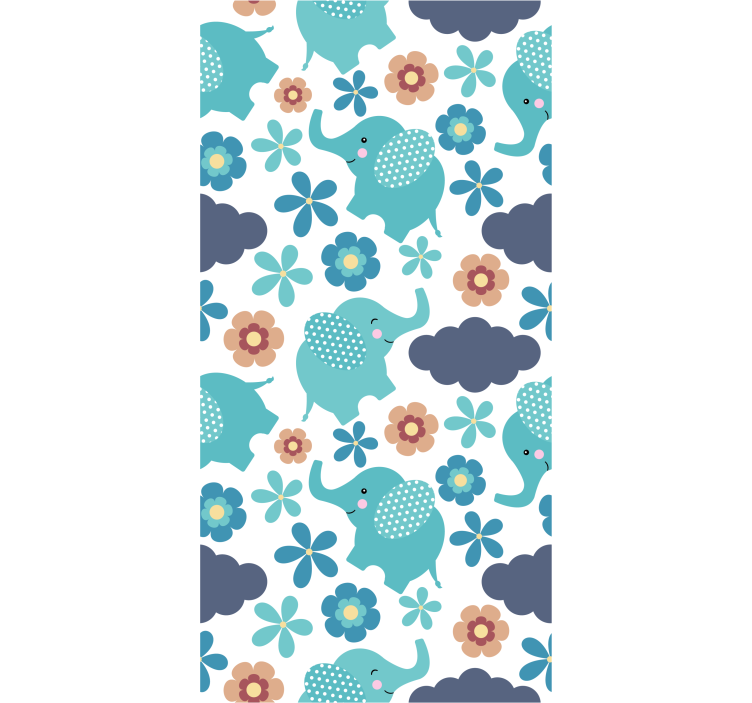 Estore de rolo infantil elefantes e flores - TenStickers