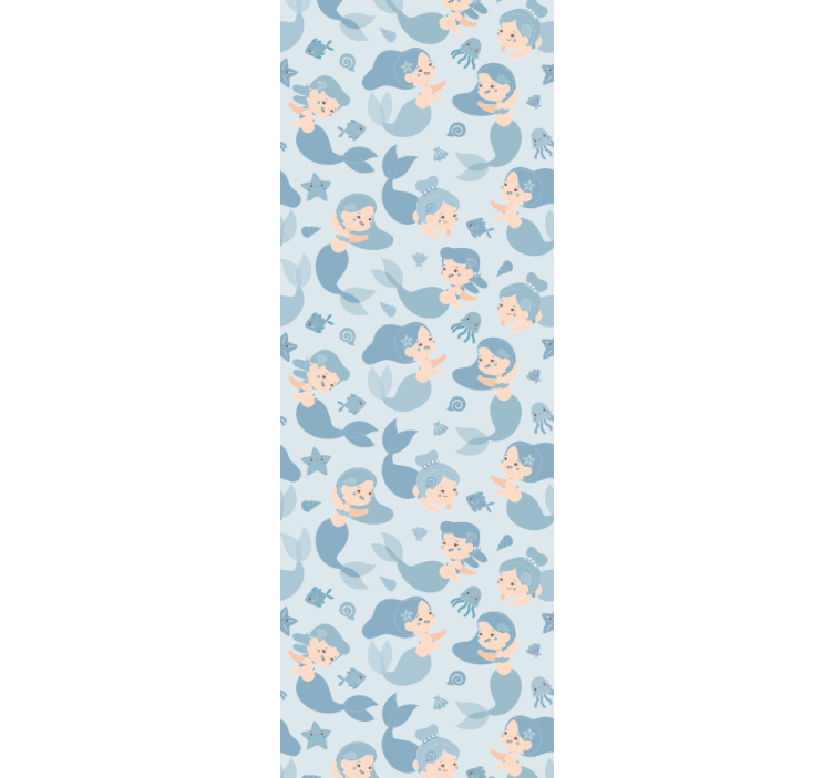 Estore de rolo infantil sereia criança azul sorrindo - TenStickers