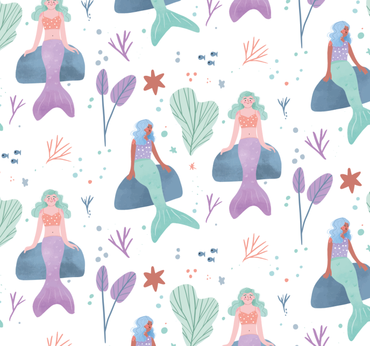 Estore de rolo infantil sereia sentada na pedra - TenStickers