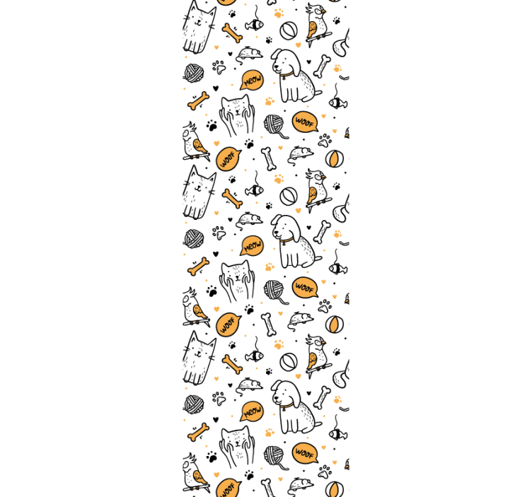 Estore de rolo infantil estilo doodle de pets cães e gatos - TenStickers