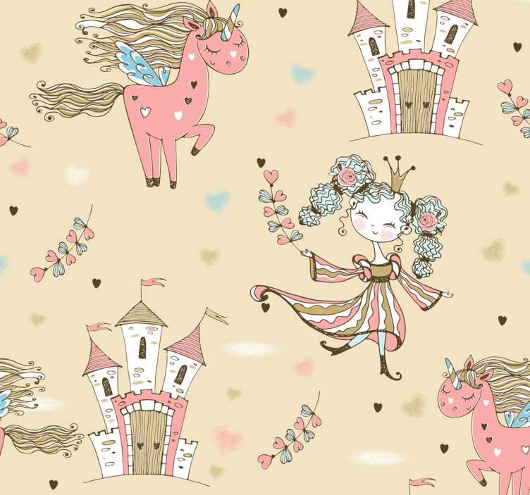 Estore de rolo infantil castelo de unicórnio e princesa - TenStickers