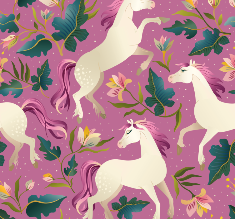 Estore de rolo infantil com design de cavalo rosa floral - TenStickers