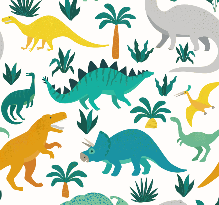 Estore de rolo infantil dinossauros com árvores - TenStickers