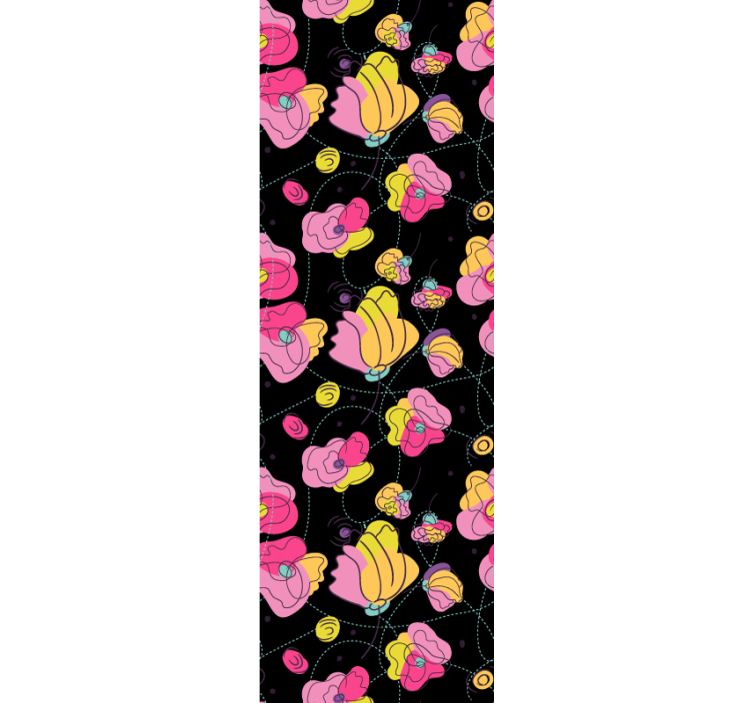 Estore de rolo juvenil padrão floral neon - TenStickers