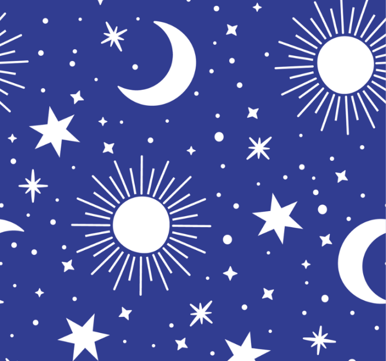 Estore de rolo juvenil estrelas e luas brancas fundo azul - TenStickers