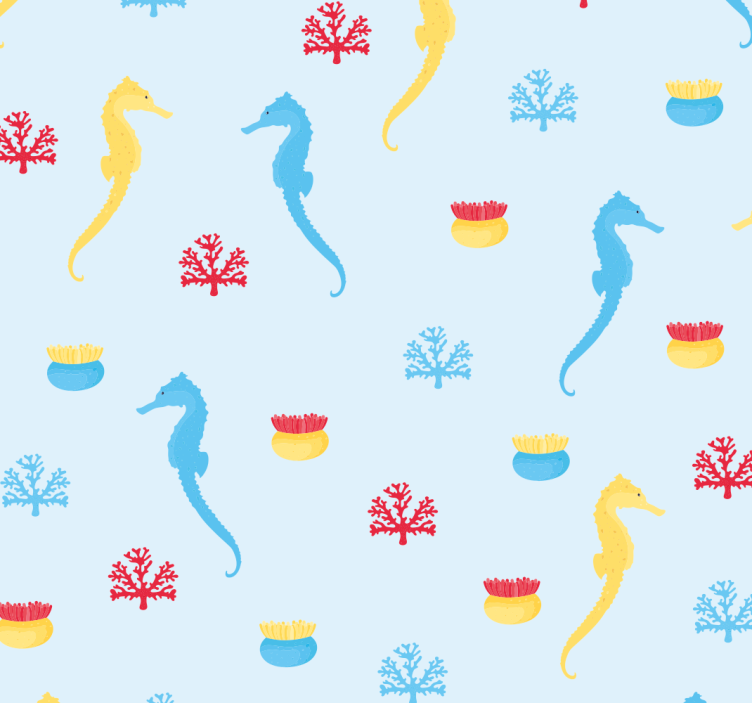 Estore de rolo juvenil cavalo marinho e coral - TenStickers