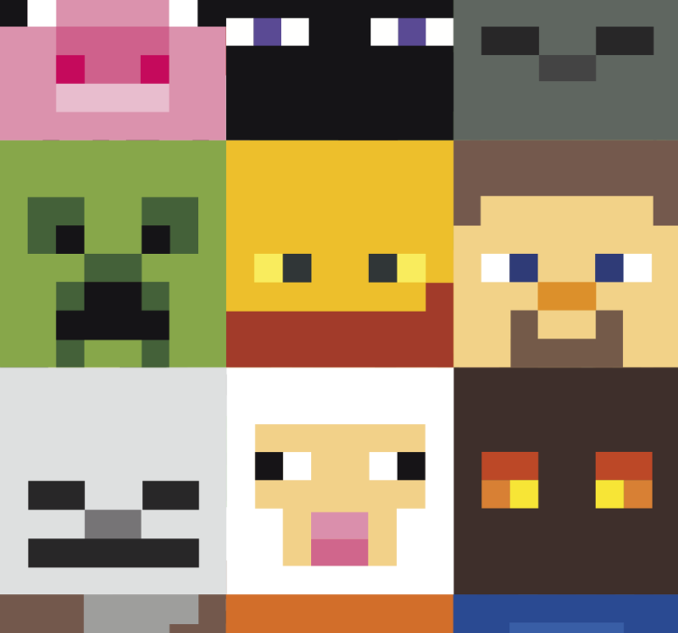 Estore de rolo juvenil com rostos pixelados de jogos - TenStickers