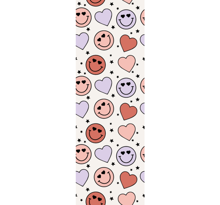 Estore de rolo juvenil rostos sorridentes e corações - TenStickers