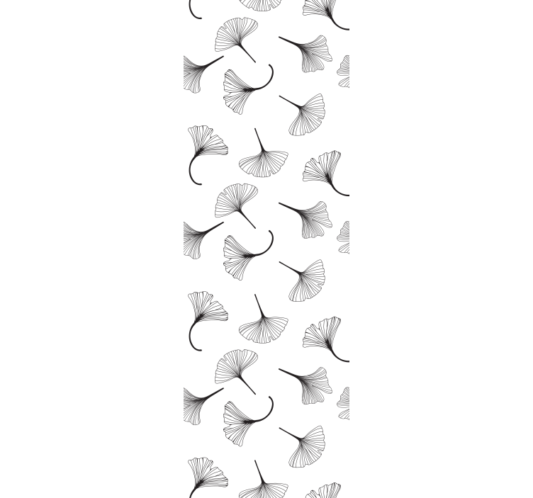 Estore de rolo modernos padrão de folhas de ginkgo pretas - TenStickers