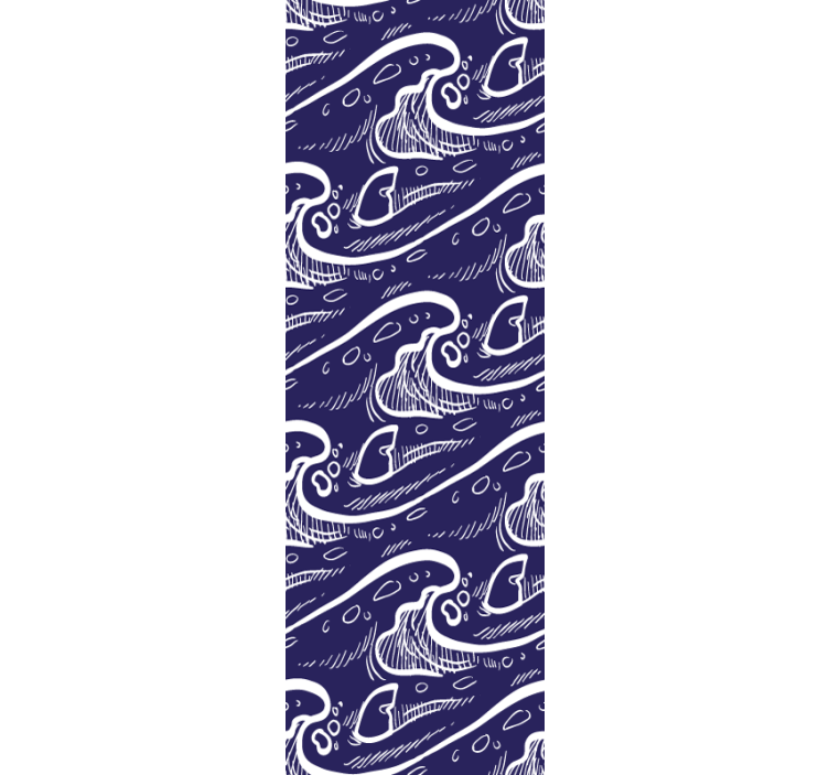 Estore de rolo modernos com fundo de padrão de ondas azuis - TenStickers