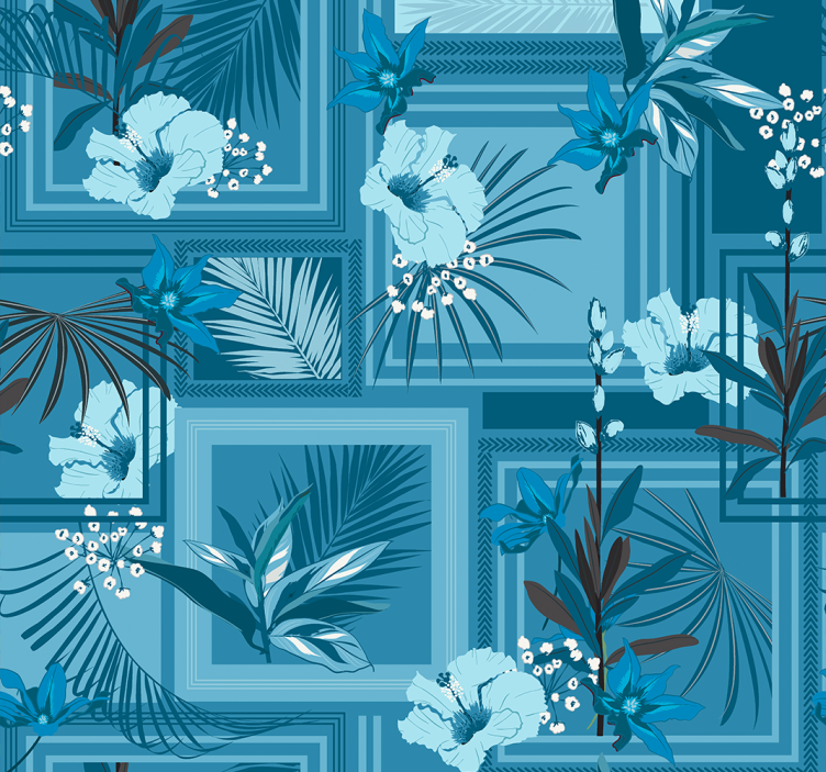 Estore de rolo casa de banho floral azul - TenStickers