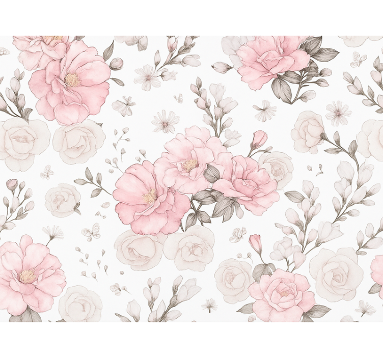Estore de rolo rosa design floral rosa e cinza - TenStickers