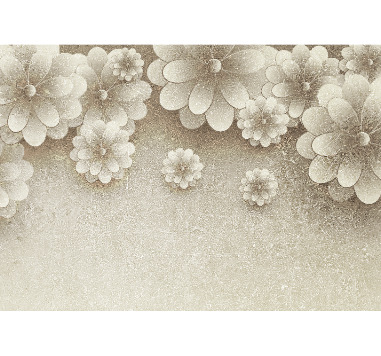 Estore de rolo para cozinha efeito flores 3d cinza - TenStickers