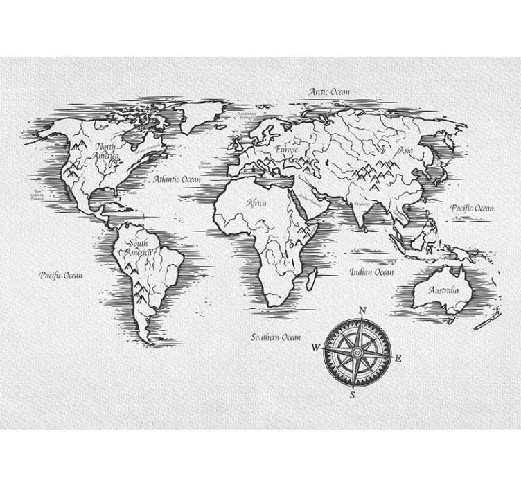 Estore de rolo branco mapa mundi elegante - TenStickers