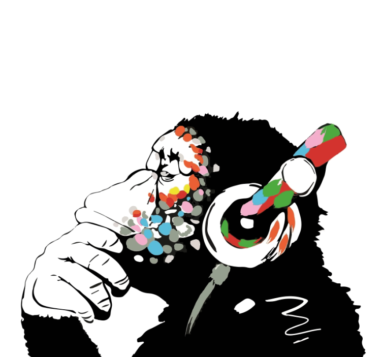 Estore de rolo para sala mono banksy música - TenStickers