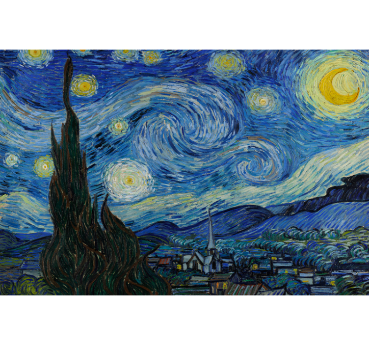 Estore de rolo para sala noite estrelada de van gogh - TenStickers